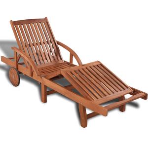 Accoudoir et repose-pieds en bois d'acajou naturel Bureau latéral Mobilier de chaise longue d'extérieur Chaise longue de plage Vente en gros - Product Image 2