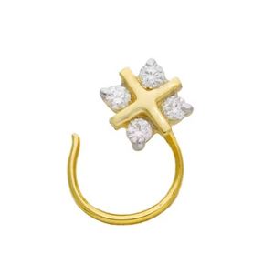 Rikhava Diamonds Pin de Nariz de diamante de oro amarillo de 18kt para mujer para perforación de Nariz de boda tradicional estilo indio - Product Image 1