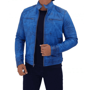 Meilleures ventes, veste en cuir de vache pour homme, col montant fin, impression de logo personnalisé, logo sur le devant, service OEM écologique - Product Image 4