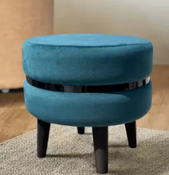 Tabouret ottoman rembourré en bambou gain de place ottoman tufté tabouret assis rond Console incrustée d'os - Product Image 3