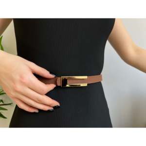 Ceinture fine pour femme de créateur avec boucle en alliage, style décontracté - Product Image 2