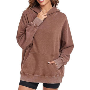 Sweats à capuche délavés à l'acide de qualité supérieure, best-sellers, pour femmes, personnalisez votre propre logo, couleur unie, sweats à capuche délavés à l'acide pour femmes - Product Image 1
