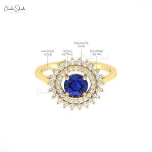 แหวนค๊อกเทลพลอย Tanzanite สีทอง14K คุณภาพสูง December birthstone เครื่องประดับชั้นดีชั้นดีสำหรับงานแต่งงานราคาถูก - Product Image 5