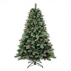 شجرة عيد الميلاد الاصطناعية الصديقة للبيئة مع قاعدة معدنية عمودية عالية الجودة مضاءة مسبقًا بطول 5 أمتار - Product Image 1