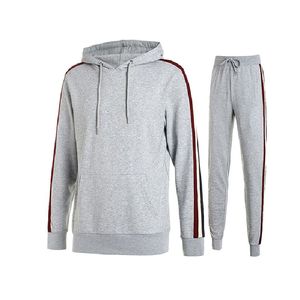 Conjunto Deportivo Informal Minimalista para Hombre, Corte Moderno, Conjunto Deportivo Informal para Uso Diario, Sudadera con Capucha, Conjunto Deportivo Informal de Dos Piezas para Hombre, Sensación Suave - Product Image 1