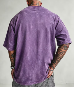 T-shirt Homme Oversize en Jersey 100% Coton Délavé au Sable, Style Vintage Usé, Manches Courtes, Col Rond, Streetwear - Product Image 2