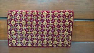 Latest 2025 Fashion-Forward Women Clutch purses with Top Zari Embroidery Semi Gemstones Pearl Chain <b>Beading</b> Decoration - Product Image 3