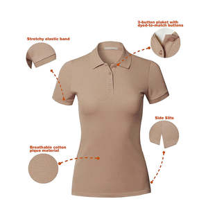 เสื้อเชิ้ตผู้หญิงคุณภาพสูง แขนสั้น สไตล์ลำลอง สีพื้น ผ้าเจอร์ซีย์ถัก โพลีเอสเตอร์ ระบายอากาศได้ดี เป็นมิตรกับสิ่งแวดล้อม - Product Image 5