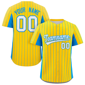 เสื้อเบสบอลแบบสั่งทำพิเศษ ชุดยูนิฟอร์มเปล่า พิมพ์ลายดิจิทัล ปักโลโก้ ปักชื่อ ลายทาง ติดกระดุม ใส่ได้ทั้งชายและหญิง ระบายอากาศได้ดี ไซส์พลัส 100% - Product Image 3