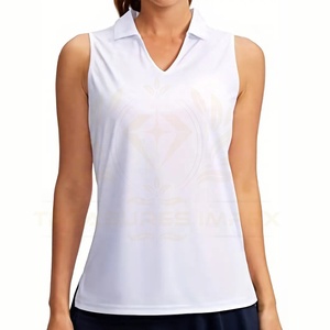 テニスユニフォームパキスタン女性用ソリッドノースリーブVネッククイックドライタンクトップ、テニスゴルフ、女性用アクティブウェア - Product Image 4