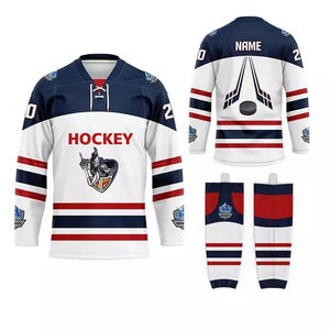 Ensemble d'uniformes de hockey sur glace d'équipe sublimés pour femmes Chaussettes et maillots de hockey sur glace en gros - Product Image 1