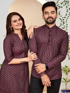 M a XXL tamaño precio al por mayor ropa de fiesta informal para hombres/inspirado en Bollywood Digital impreso elegante Kurti y camisa para ropa de pareja - Product Image 5