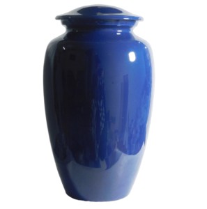 Urnas de cremación de aluminio clásicas para adultos, urnas funerarias de Metal de estilo moderno con acabado de Color azul para cenizas humanas - Product Image 1