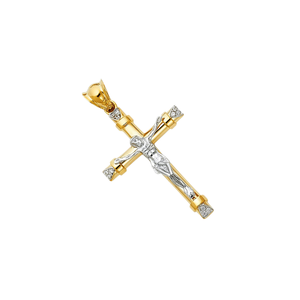 Top Tendance 14K Jaune Or Rose Bicolore Plaqué Enfants Religieux Crucifix Fantaisie Décoratif Christian Bijoux Zircon Métal - Product Image 3