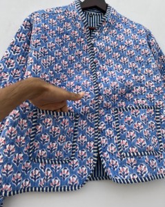 Handmade Cotton Quilted Women's Bomber Jacket Floral Embroidered <b>Winter</b> Short Reversible Coat Stand Collar Button <b>Decoration</b> - Product Image 5