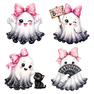 Impresiones DTF Listas para Enviar, Diseño de Calabaza Fantasma para la Concientización sobre el Cáncer de Mama, Transferencias de Plastisol Termoadhesivas, Precio al por Mayor - Product Image 3