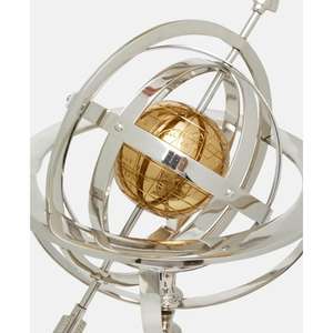 Objets décoratifs en argent et globe terrestre avec support, pour table, bureau, centre de table, pour la maison, le bureau, idées de cadeaux d'affaires - Product Image 2