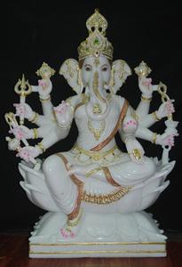 Ganesha en marbre traditionnel fait à la main, écologique et luxueux, best-seller, pour la prière quotidienne, la correction du Vastu, utilisation en intérieur et en extérieur - Product Image 2
