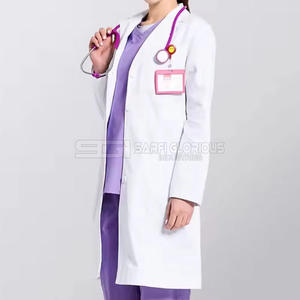 Blouse de travail d'hiver pour hommes, blanche, à manches longues, avec poches, pour infirmières et personnel de laboratoire - Product Image 1