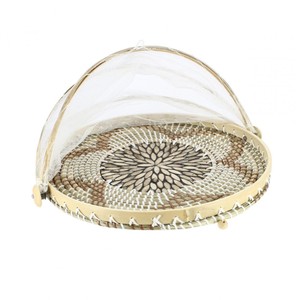 Wholesale Handmade Bamboo Food Covers for <b>Tables</b> Rattan Mother of Pearl Fruit Tray with Cover Food Plates made from Vietnam - Product Image 1