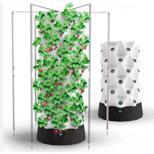Smart Home Use Vertical Growing Hydroponic Tower with LED Grow Lights and Automatic Water Circulation System