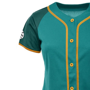 Maillot de baseball pour femme à manches courtes, jaune sarcelle, numéro 12, respirant, ajusté, en maille, pour le sport - Product Image 6