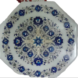 Figurine en marbre incrusté, artisanat indien en pierre, motif floral, imitation antique, design s Kumar &sons pour la décoration de la maison - Product Image 1