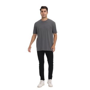 Camiseta de Cuello en V de Spandex/Nailon para Hombre, Manga Corta, Color Sólido, 170GSM, Capa Base de Lana, Secado Rápido, Transpirable, Antiolor, para Viajes y Senderismo - Product Image 1