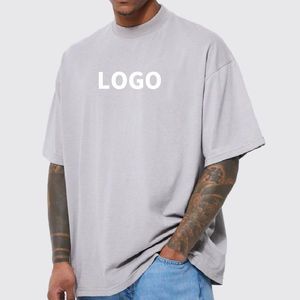 Camiseta personalizada para hombre 100% algodón calidad de lujo Rib tejido de punto cuello redondo hombro caído camiseta en blanco - Product Image 1