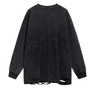 2024 Premium Vintage lavé déchiré Style sweat à capuche confortable coton hommes à capuche élégant personnalisé imprimé broderie haut hiver - Product Image 5