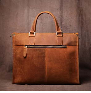 Classic Genuine Leather Laptop Messenger Protective Durable Large Capacity Shoulder <b>Bag</b> for Work Zipper Closure - Product Image 2