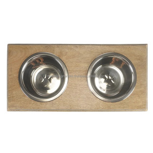 Conception gravée surélevée en bois Double Diner Dog Feeder Bols de nourriture pour animaux de compagnie surélevés pour chien et chat pour l'alimentation des animaux domestiques - Product Image 4