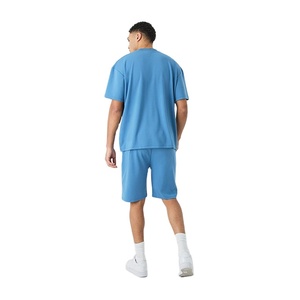 High Quality Custom Design Factory Price Casual Wear Top Selling Short Sleeve Plain High Neck Rib Design Men's <b>Twinset</b> - Product Image 3