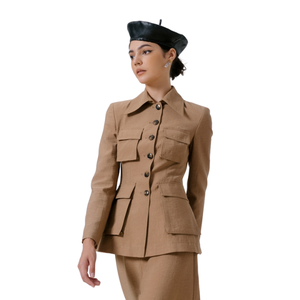 Conjunto de chaquetas para mujer Conjunto de 2 piezas Mujer de un solo pecho 6 botones SOONNET REGNLAR JACKET Linen12 % Rayon66 % Nylon 22% Etiquetas personalizadas - Product Image 1