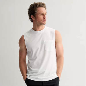 Camisetas sin mangas de gimnasio para hombre de verano de alta calidad, camiseta sin mangas básica de ajuste holgado de algodón peinado - Product Image 2