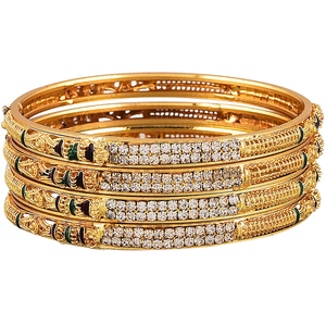 Bracelets en laiton finition or, bande large, motif à petits points, lot de deux, bijoux de mariage traditionnels disponibles à prix de gros. - Product Image 6