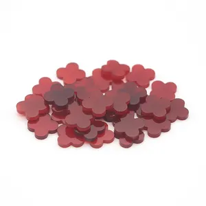 Yingtuo Gems Natural Dark Red Agate 8x8mm-12x12mm Four Leaf Clove Gemstones Without Hole