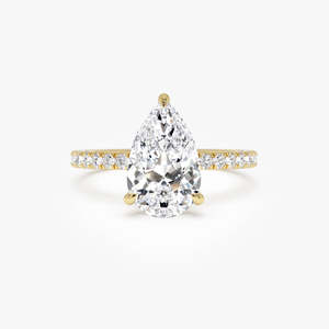 Anillo Radiante con Diamante Cultivado en Laboratorio en Forma de Pera, Halo Oculto con Pavé, 2.45 Ctw, Color E-F, Claridad VS, Oro de 14K, Certificado IGI, Pieza Nupcial - Product Image 1