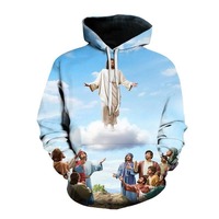 Sudadera con Capucha Personalizada para Hombre, 100% Algodón, Diseño Cristiano Sublimado, Bordado 3D, Logotipo Personalizado, Tallas Grandes, Ropa Urbana Transpirable