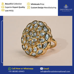 Hecho EN LA India, superventas, diseño elegante, anillos Polki de piedra blanca con base de Plata de Ley 925 para mujer a precio de descuento - Product Image 2