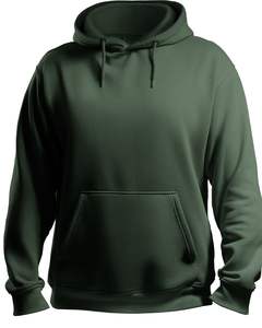 Sweat-shirt à capuche unisexe vert foncé en polaire unie avec poche kangourou Streetwear décontracté pour l'hiver - Product Image 1