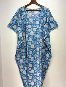 ชุดเดรสผ้าคอตตอนพิมพ์ลายสไตล์อินเดียน้ำหนักเบาใส่สบายชุดชายหาดชุดคลุมยาวถึงพื้นเอวธรรมชาติ - Product Image 2