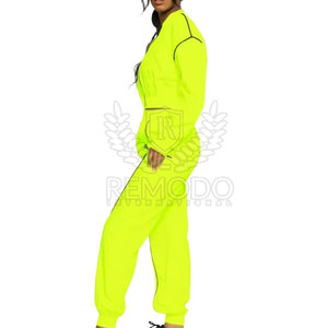 Ensemble de survêtement athlétique élégant et respirant pour femme, deux pièces, coupe-vent, couleur unie, décontracté, hiver, personnalisé, vente en gros, OEM - Product Image 3
