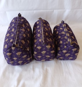 Quilted Cotton Makeup Bag <b>Travel</b> Cosmetic Carry <b>Pouch</b> with Zipper Manufacturer Wholesaler Cosmetic Case - Product Image 2