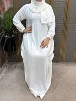 Robe Abaya de Prière en Crêpe pour Femmes Musulmanes, avec Hijab, Manches Longues, Col Montant, Coupe Ample, Maxi, Motif Floral et Strass Thermocollés