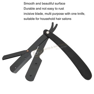 Afeitadora recta manual de acero inoxidable ligera al por mayor con diseño plegable para barberos - Product Image 5