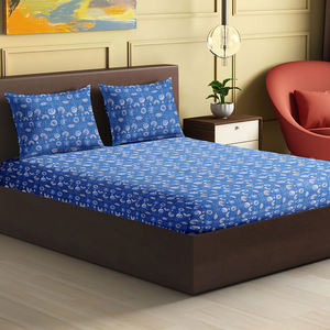 Véritable bloc de main imprimé fleur bleu nuit 100% coton oreiller et housse de coussin avant et arrière tous deux imprimés pour un usage domestique - Product Image 1