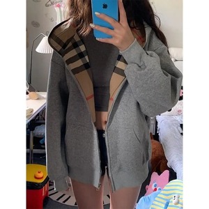 American Vintage 2024 Spring Autumn New Arrival <b>Oversize</b> Full Sleeve Embroidered Front Hooded <b>Cardigan</b> Jacket Women 100% Cotton - Product Image 1