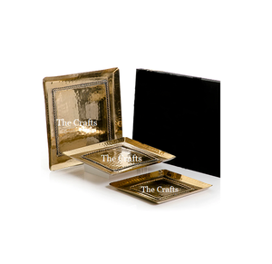 Bandeja de servicio de color dorado de aluminio de diseño de tendencia con bandeja de comida de vajilla de calidad superior de diferentes tamaños - Product Image 1