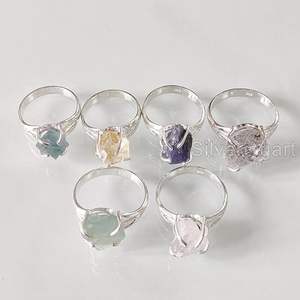 Bague pour femme en pierre brute, améthyste naturelle, labradorite, citrine, grenat, bijoux fantaisie, bague en argent sterling 925 - Product Image 4